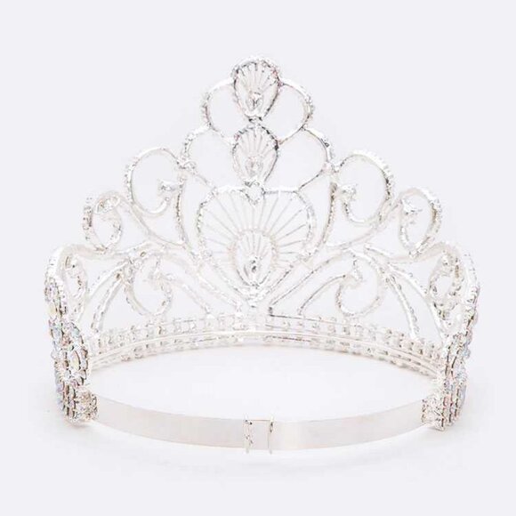 Large Iconic Rhinestone Tiara - Rhodium/Clear - Picture 2 of 2